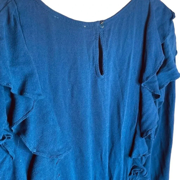 Ellison Women's Navy Ruffle Long Sleeve Mini Dress - Picture 10 of 12